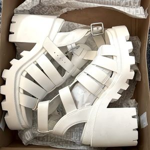 Steve Madden cosmic white platform sandals